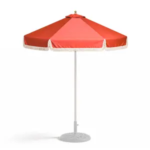 9ft 6 Ribs Replacement Umbrella Canopy w/Fringed Valance in Red (Canopy Only) Heavy Duty