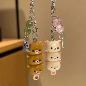 Cute Bear Phone Charms Pendant Kawaii Anime Keychain Accessories For Keys Schoolbag iPhone 17Promax Airpods Korea Y2K Stylish Bear Design
