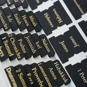 Leather  Tabs,  Foil  Tabs for Men Women,  Book Tabs for Study , 66  Tabs for Old and  Testament, Additional 9 Tabs (Black)