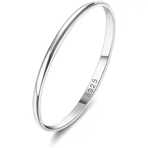 【Wedding band】Fansilver Rings for Women Men High Polished Band Thumb Stackable Ring Comfort Fit 1mm 2mm 4mm
