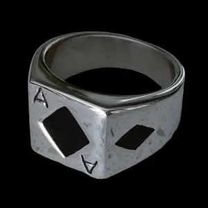 Ace of Diamonds Ring Lil Peep Classic A Ring Polished Stainless Steel Filled with Black Enamel Available in Sizes 6-12 Hypoallergenic & Scratch Free