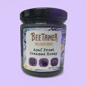 BeeTamer's Açaí Frost Creamed Honey, Acai Berries, Berry Flavor, Vanilla, Blueberry Cream