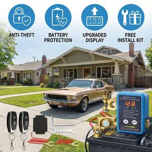 Upgraded Remote Battery Disconnect Switch 12V/24V 240A with Digital Voltage Display Anti-Theft Battery Protection for Car Truck RV Boat Includes Remote & Wiring Accessories
