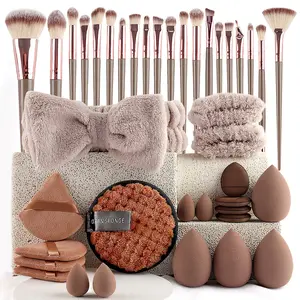 20/40 pcs Set Makeup Tools Set with Soft Brushes, Beauty Sponges, Powder Puffs, Face Wash Puffs, ALL in One Multifunctional Makeup Tool Kit for Women Girl Beginners