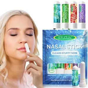 Natural Plant Essential Oil Nasal Stick, 1/2 Sets Refreshing Nasal Inhaler Stick, Healthcare, Healthy Nasal Congestion Relief Stick, Skin Care Product for Women & Men, Healthcare Nasal Aid, Green, White, Daily Use, Menthol Inhaler