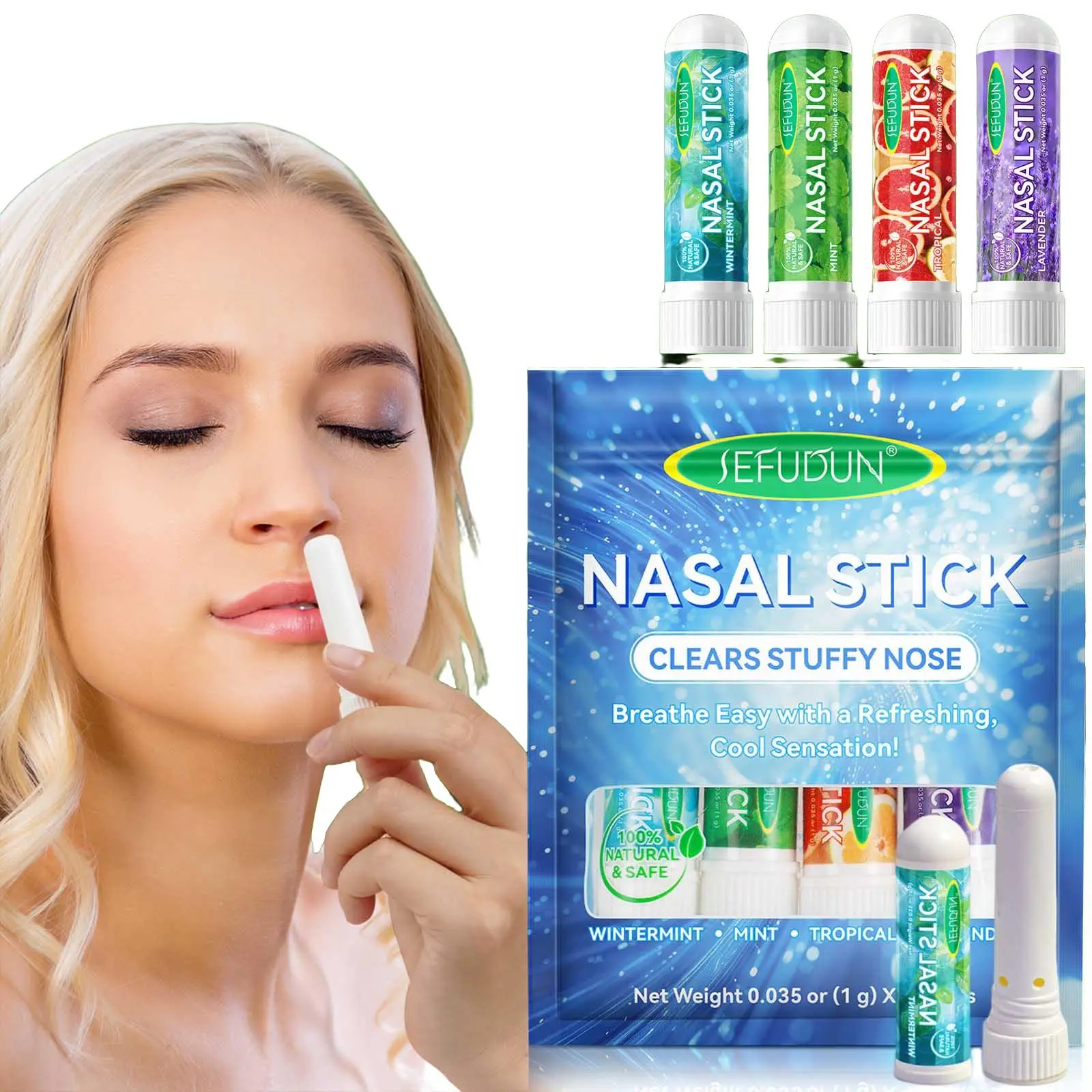 Natural Plant Essential Oil Nasal Stick, 1/2 Sets Refreshing Nasal Inhaler Stick, Healthcare, Healthy Nasal Congestion Relief Stick, Skin Care Product