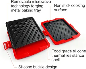Food Grade Silicone Connected Baking Tray - Non-Stick, Heat-Resistant, Reusable Kitchen Bakeware, Microwave & Dishwasher Safe (Red) Sandwich Maker