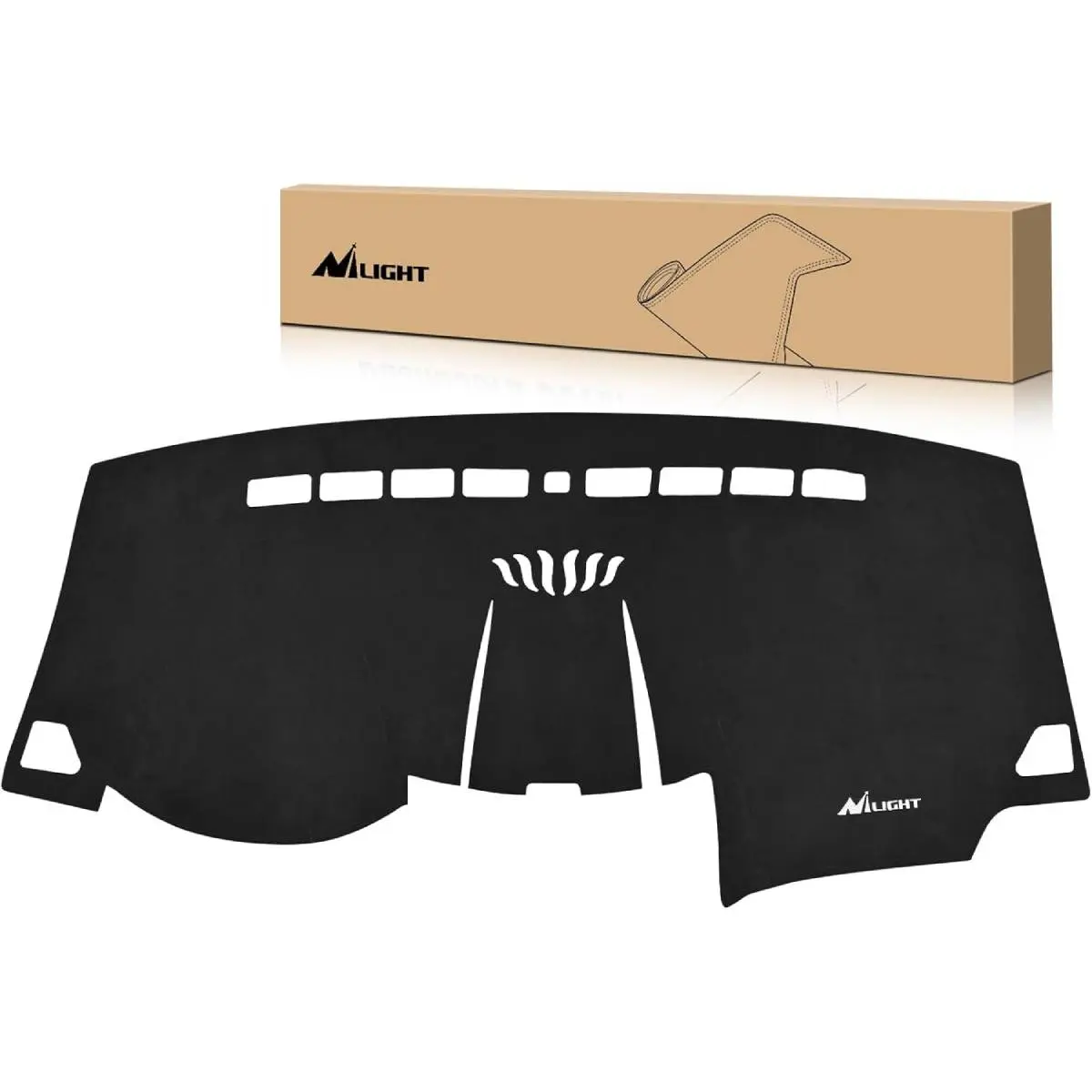 Nilight Dash Cover for Ford Edge 2015-2024, Custom Fit Suede Dashboard Mat Non‑Slip Sunshade Glare Protector Interior Accessories Black Vehicle, Suede Material