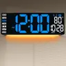 9 In ABS Lighted Digital Wall Clock with Remote, USB Cable, 2 AAA Batteries, Date, Week, Temp, Humidity Display, Auto DST, Countdown, Adjustable Intensity, Digital Clock Decor for All Family Members’ Bedroom, Living Room, Ideal Father's Day Gift