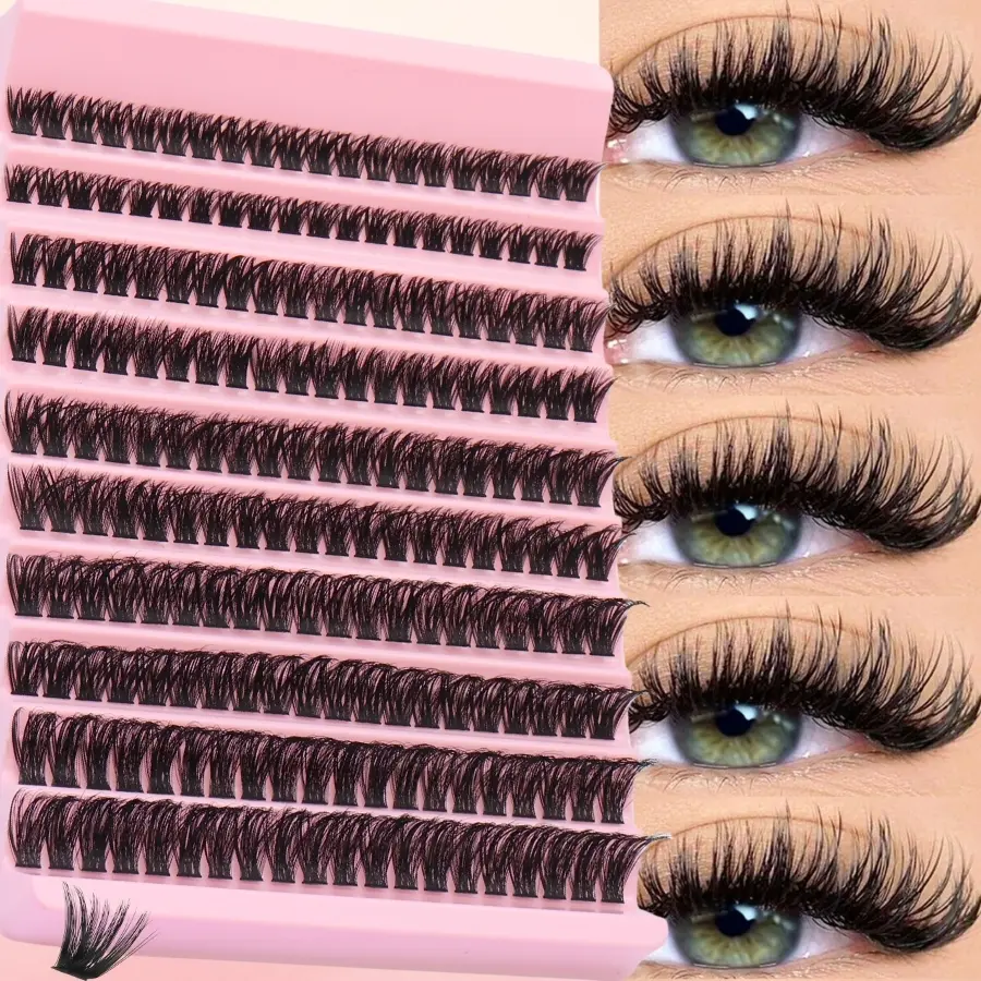 10 Row 200PCS Individual Lash Clusters, Curl Clusters, Cluster Eyelash Extensions, Fluffy Eyelashes Cluster, Cluster False Eyelashes, 80D D Curl 8-16mm DIY Lash Clusters Reusable Individual Eyelash Extension Kit For Home, On-The-Go Use