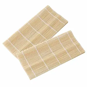 Thy Home Natural Bamboo Sushi Rolling Mat - Full Size 9.5x9.5 in Kitchen Utensil, Kids-Friendly Tool with Easy-Roll & Measure Functionality