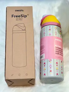 Owala small floral pattern 32-ounce stainless steel water bottle - equipped with a straw, large-capacity new insulated water bottle, portable straw water bottle.