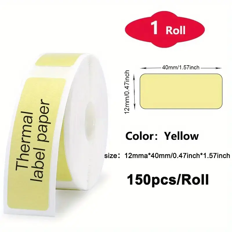 yellow label paper 12*40mm