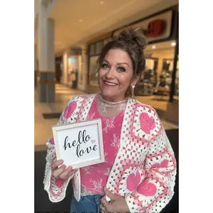 Crochet Heart Patch Cardigan