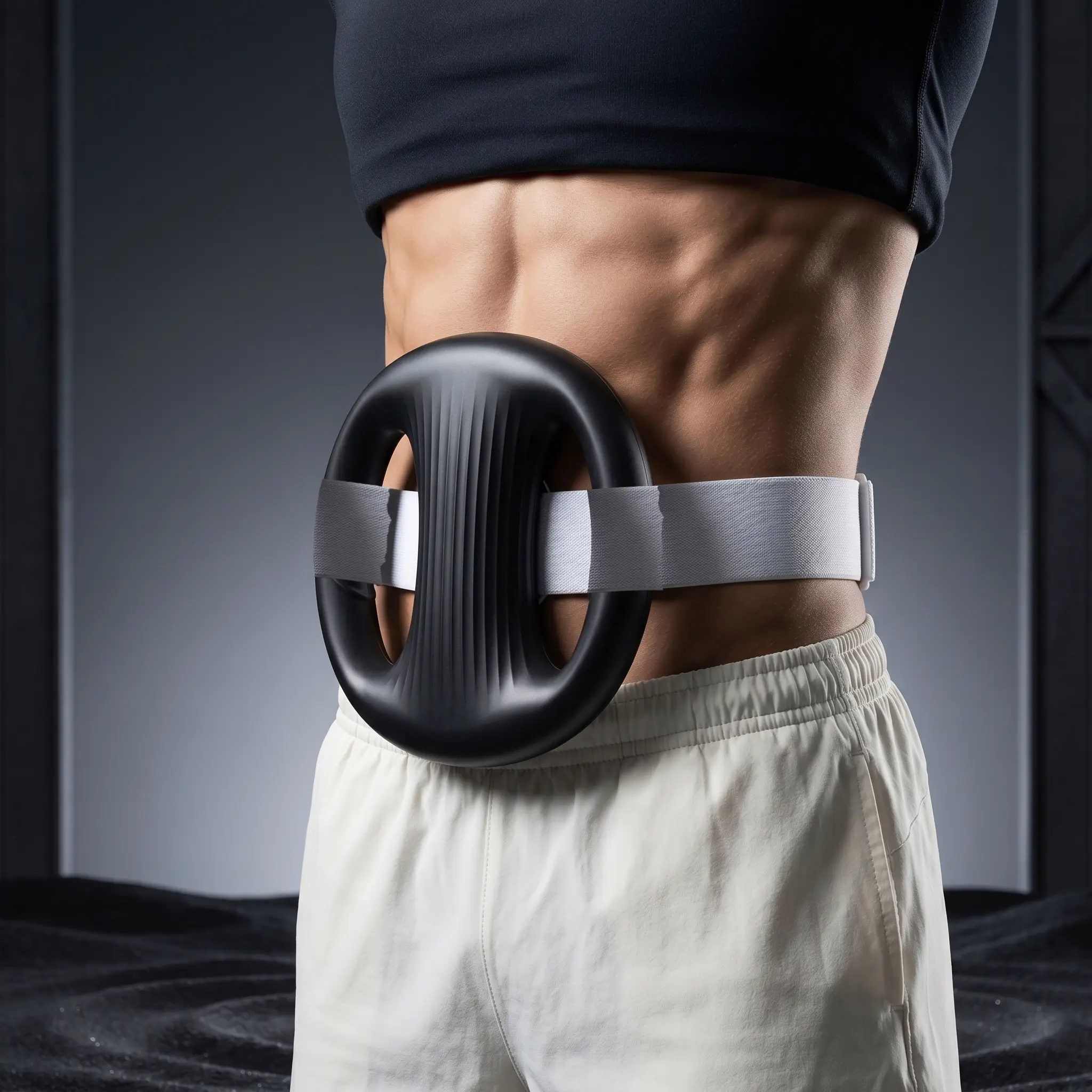 Waist and Back Muscle Massager - YXD18 Mini Fascia Ring for Abs Training with 12 Modes and an Adjustable Strap that Fits Waists up to 55 Inches, Muscle Massagers