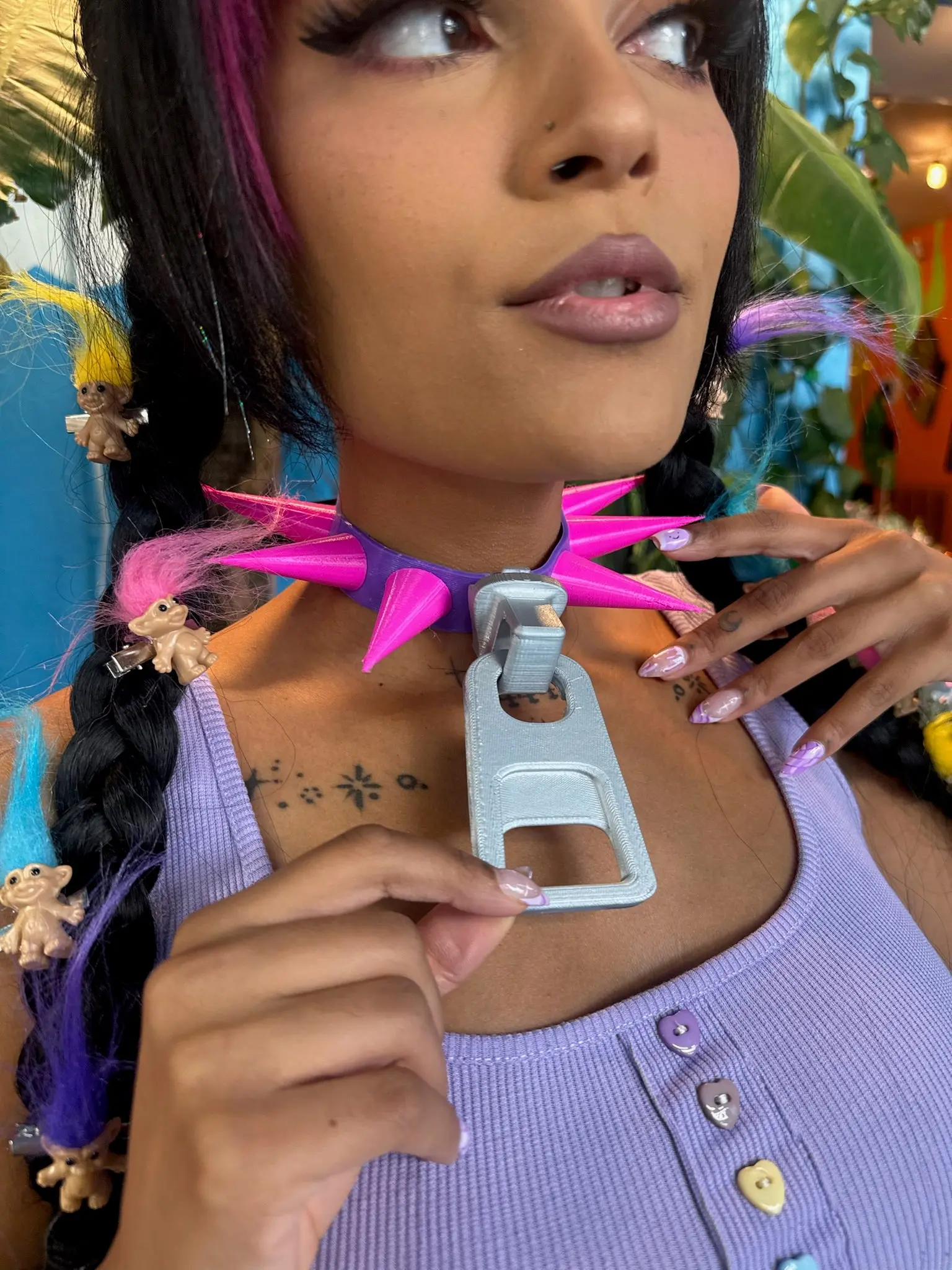 Zipper Pull Spike Collar