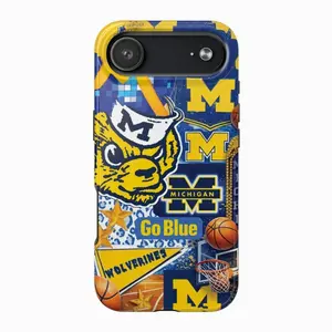 Michigan Basketball Phone Case - Official Navy & Maize Team Colors - Slim Protective Cover for iPhone 17 16 15 14 13 12 Pro Max