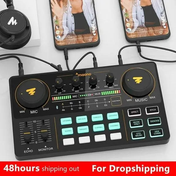 Professional AM200 USB Audio Mixer with Adjustable Volume, Cardioid Condenser Kit, Analog Output for Smartphones, Android Devices, Microphones, Instruments, Streamers, Tabletop Use, Digital DSP
