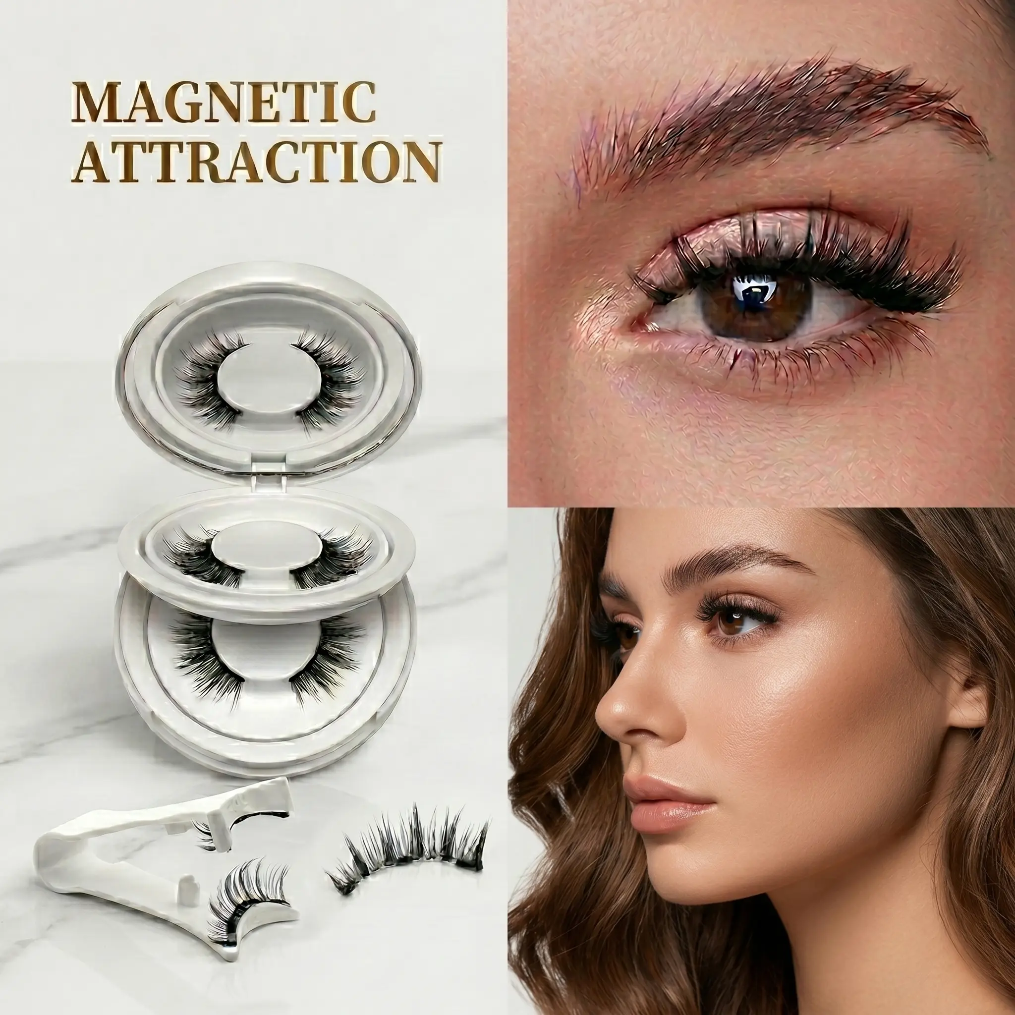 Magnetic Lashes Kit, 2 Pairs of Soft Natural Wispy False Eyelashes with Applicator - Lightweight & Reusable, Easy Apply Set for Beginners, Beginner Friendly Lashes, Soft Natural Eyelash, False Lashes, Makeup