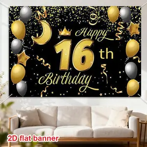 Happy 16th Birthday Banner, Polyester Material, Party Decoration, Ideal Gift for Boys/girls, Perfect for Celebrations, Decorative Banner, Birthday Party Decorations