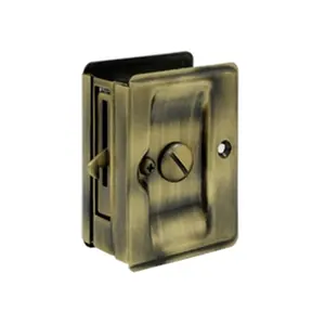 212 MAIN Heavy-Duty Adjustable Privacy Pocket Door Lock - 3.25x2.25 in, Antique Finish, Solid Brass Lock for Hardware Applications