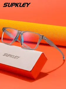 SUPKLEY 1PCS TR-90 Material Simple And Comfortable Anti Blue Light Unisex With Square Eyeglass Frame AC High-definition Lenses Clear And Transparent Fashion Glasses Brand Packaging Holiday Gifts Square Frame Eyeglasses