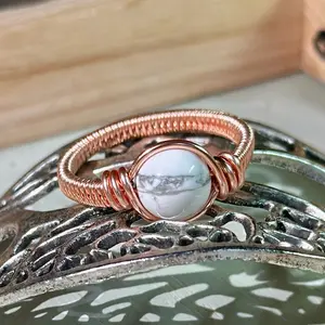 Copper and Howlite Ring - Unique Patterns for a Touch of Elegance and Health Benefits