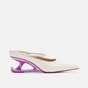 Sophia Cream/Magenta Leather Strap Pumps