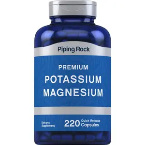 Piping Rock Potassium Magnesium Supplement | 220 Capsules | Non-GMO, Gluten Free Premium Complex