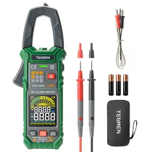 TESMEN TCM-300 Smart Clamp Meter Multimeter, 6000 Counts, Smart Measurement, Auto-Ranging with AC/DC Voltmeter, Non-Contact Voltage Detection, Measures AC/DC Volatge, Current, Resistance, Capacitance, Diode, Temperature, Continuity, Hz%