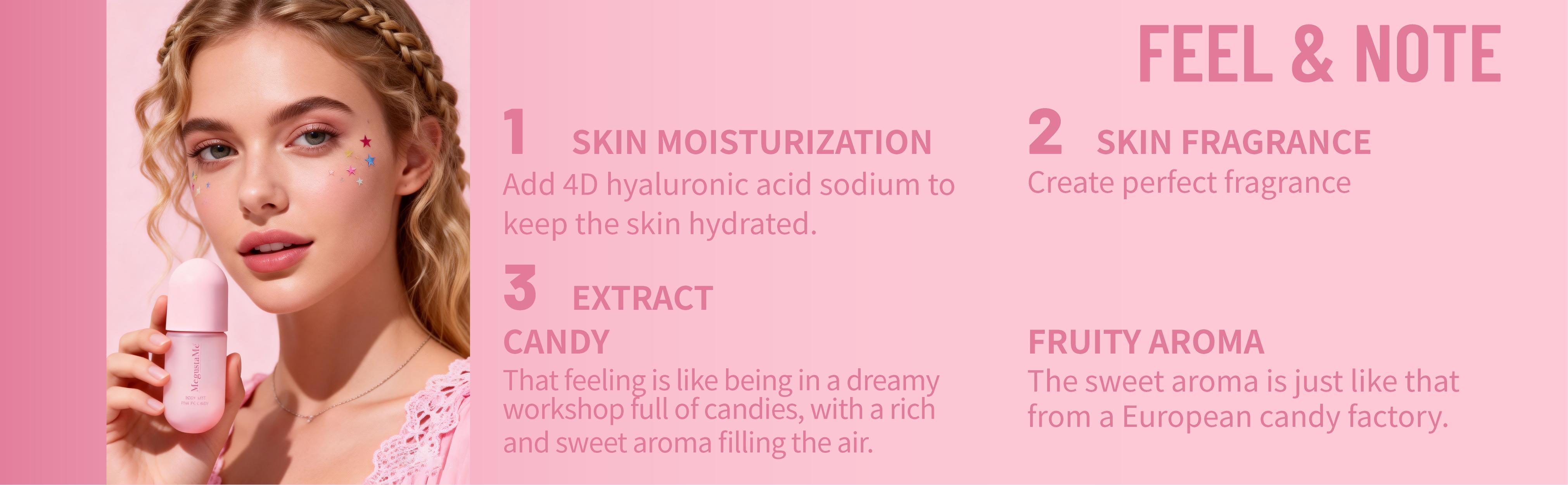 4D Pink Candy Body Spray, long-lasting sweet candy fragrance, free from propyl paraben and butyl paraben, lightweight non-sticky everyday perfume, 3.3 liquid ounces (approx. 100 mL)