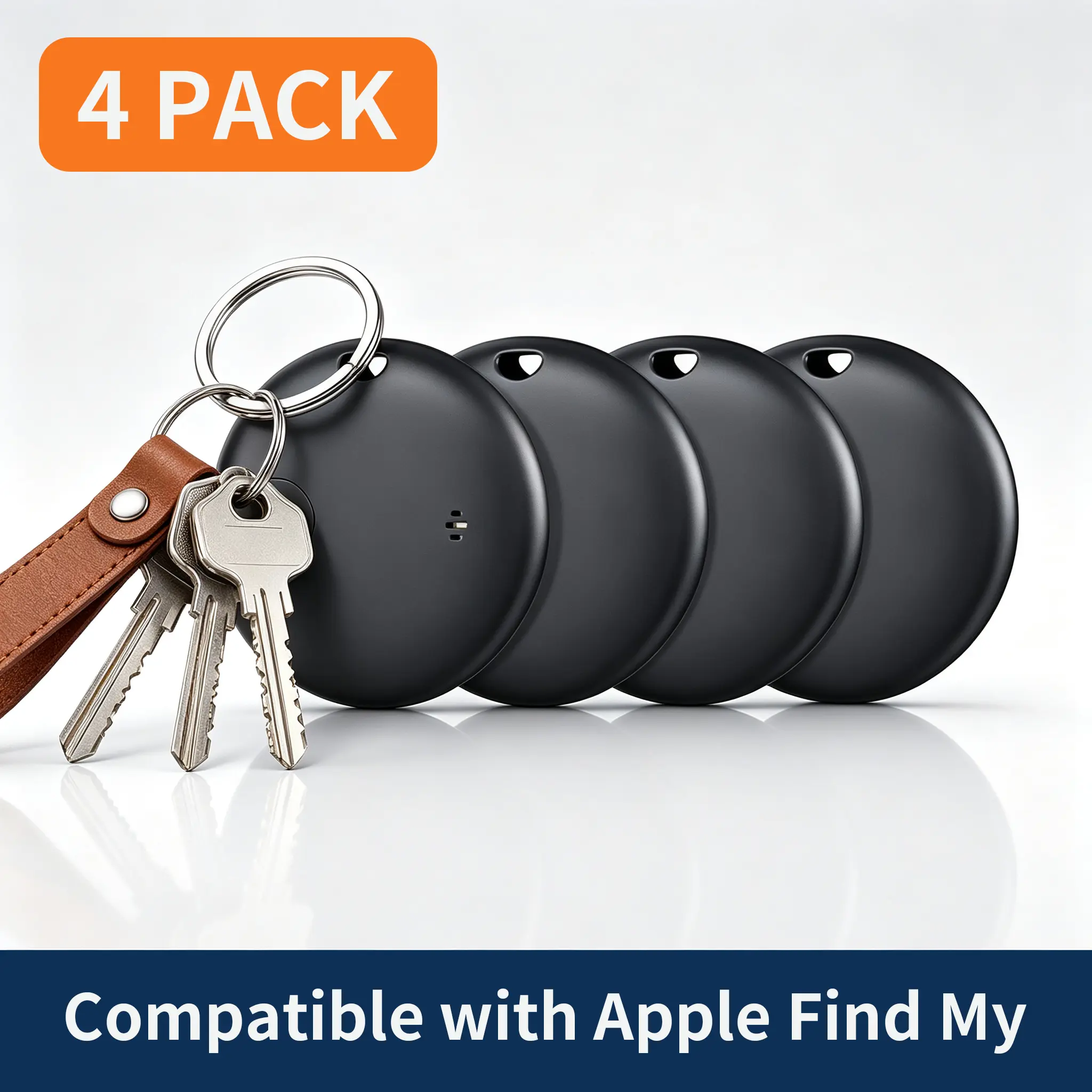 Air Tracker Tags 4 Pack, Key Finder | Bluetooth Tracker Compatible with Apple Find My, Replaceable Battery Tracker for Keys, Luggage, Backpacks & Bags, KUKIHO