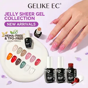 Gelikeec Sheer Nude Jelly Gel Polish 12 Clean Girl Shades Hypoallergenic EMA free and TPO free for Acrylic Nails