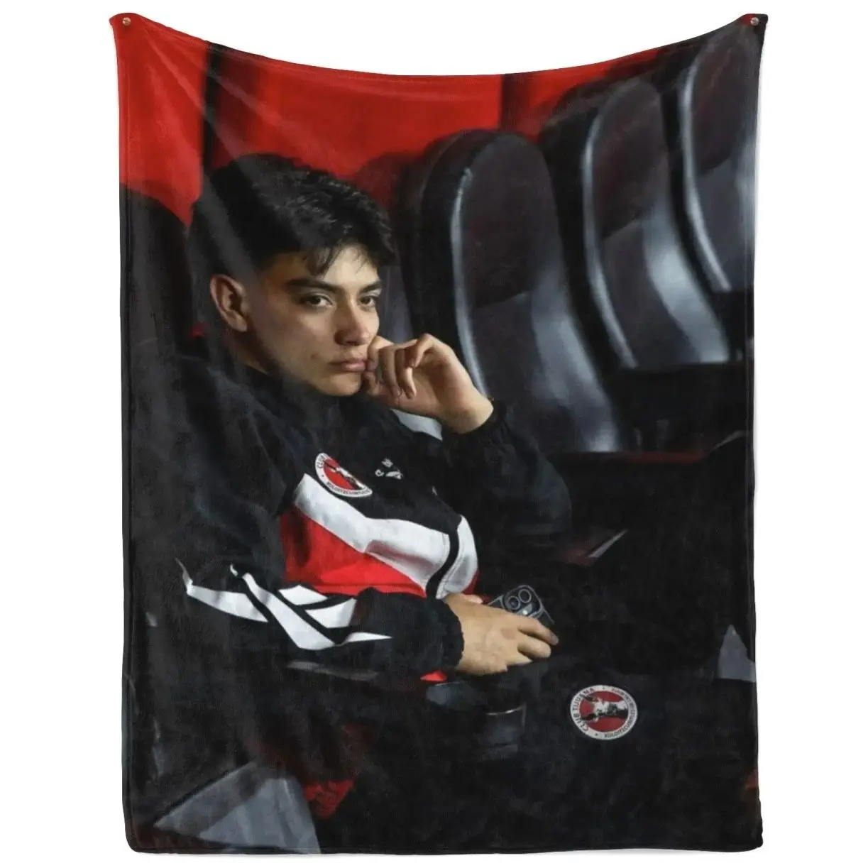 Gilberto Mora Club Tijuana Flannel Blanket, Red Black Soccer Graphic Throw Blanket, Cozy Sports Fan Gift for Sofa Bed Room Decor