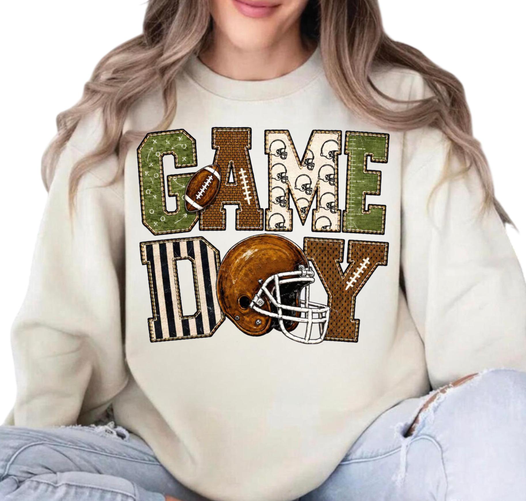 Patchwork Game Day Sweatshirt Or T-Shirt, Football Mom Leopard Shirt, Football Shirt, Touchdown Football Season Gifts, Game Day Sports Tee For Her Him