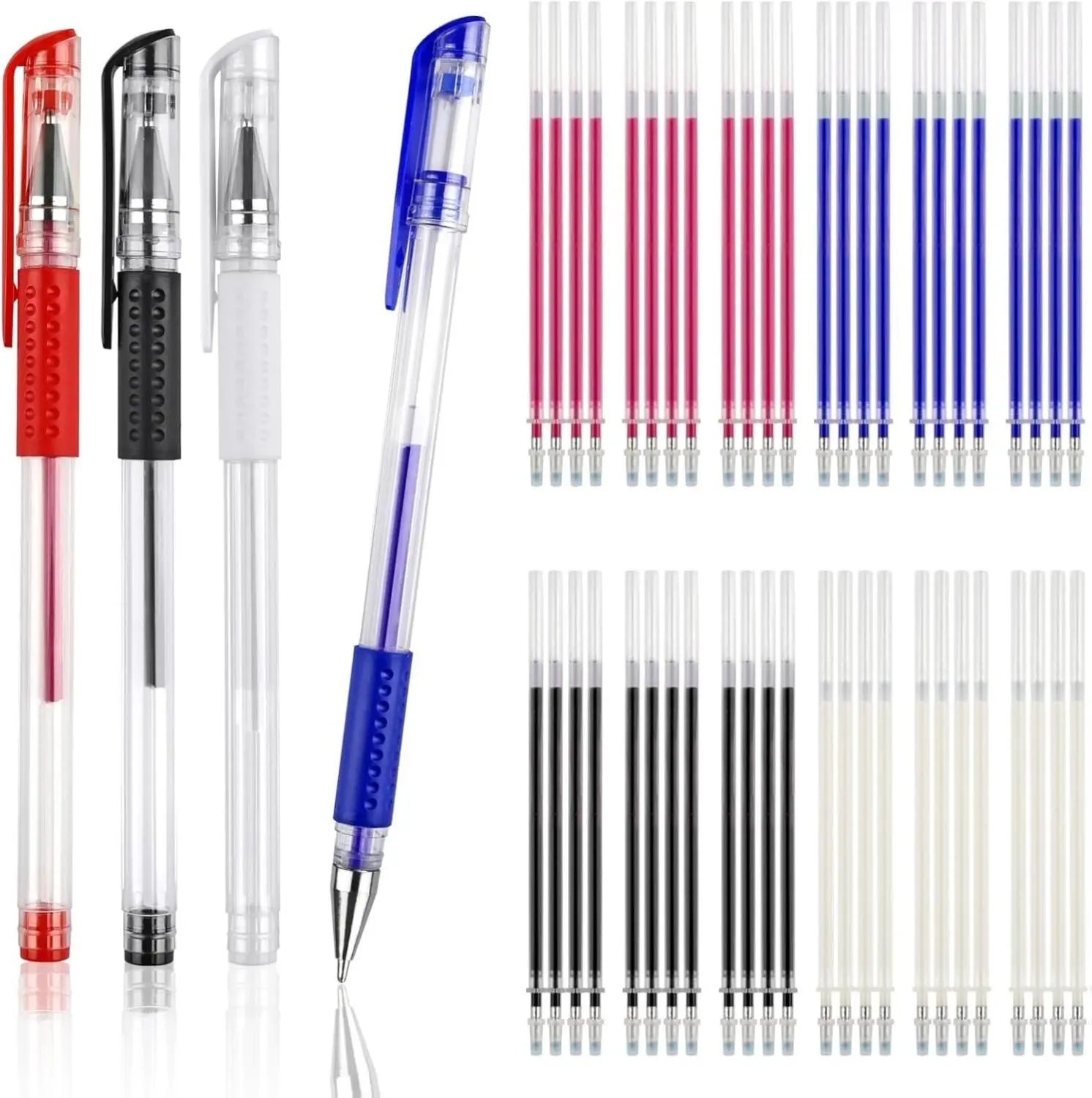 8 Pcs Ultra-Fine 0.5mm Tip Plastic Heat-Erasable Fabric Marking Pens, 64 Refills, Portable Sewing Supplies Crafts Kit, Easy to Measure and Cut Sewing Tools for Quilters