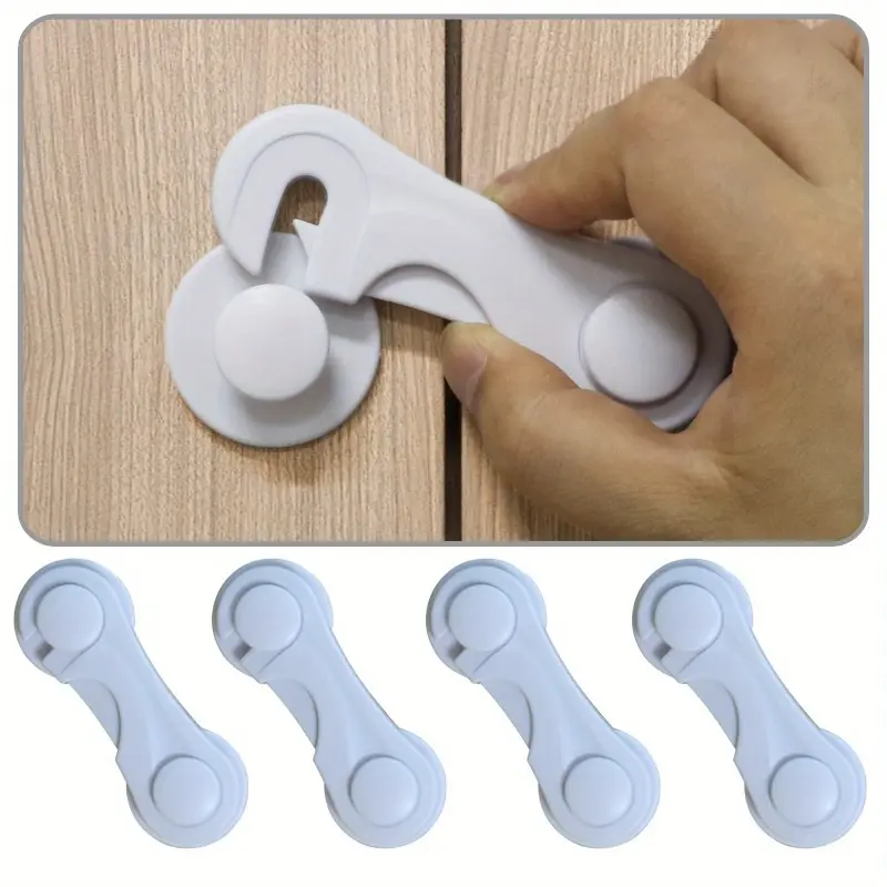 4pcs Adjustable Safety Drawer Locks, High Quality Child Proof Latches for Cabinets, Doors and Drawers, Plastic Drawer Locks, Locking Device, Home Essential