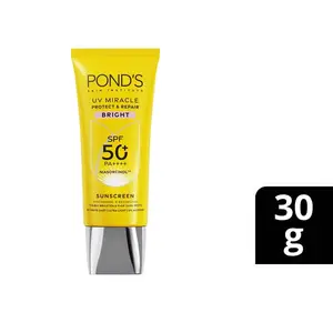 Pond's UV Miracle Bright Facial Sunscreen, SPF 50+ PA++++, 30g, Brightening Lightweight Sunscreen for Skin Repair