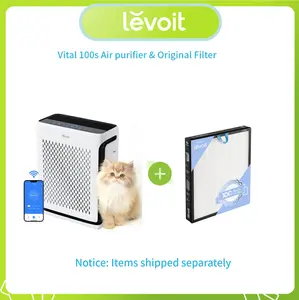 Levoit Vital 100S Pet Care Edition Air Purifier with Specialized Filter, Smart WiFi, HEPA Filter, Light Sensors, Sleep Mode for Dander, Allergies, Dust, Odors in Homes, Large Rooms Up to 1110 Sq Ft, Home Decor