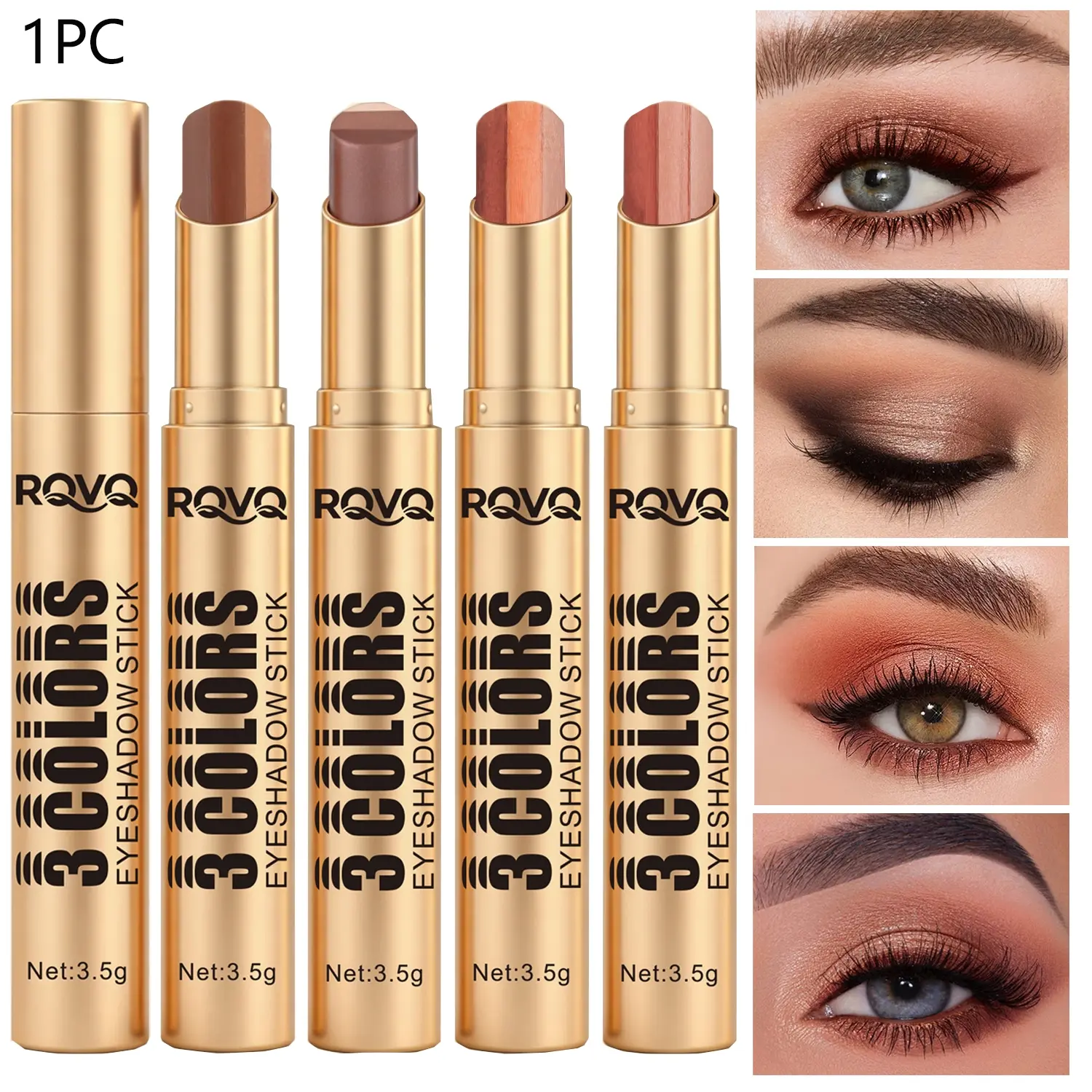 3-color eye shadow stick waterproof, durable, easy to apply, natural makeup effect, multi-functional eye shadow stick, Glitter Eyeshadow Stick