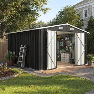Aoxun Outdoor Metal Storage Shed with  Lockable Door & Sloped Roof Weather Resistant Utility Shed for Garden Patio & Backyard Secure Practical