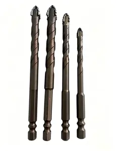 4-Piece Hex Shank Drill Bit Set, Eccentric Serrated Bits for Concrete, Tile, Brick, Glass & Wood, 6+8+10+12mm