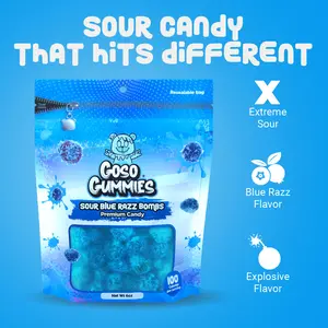 Goso Gummies Sour Blue Razz Gusher Bombs 6oz Bag - Sour Chewy Gummies | TikTok Viral Candy - Fruit Snack