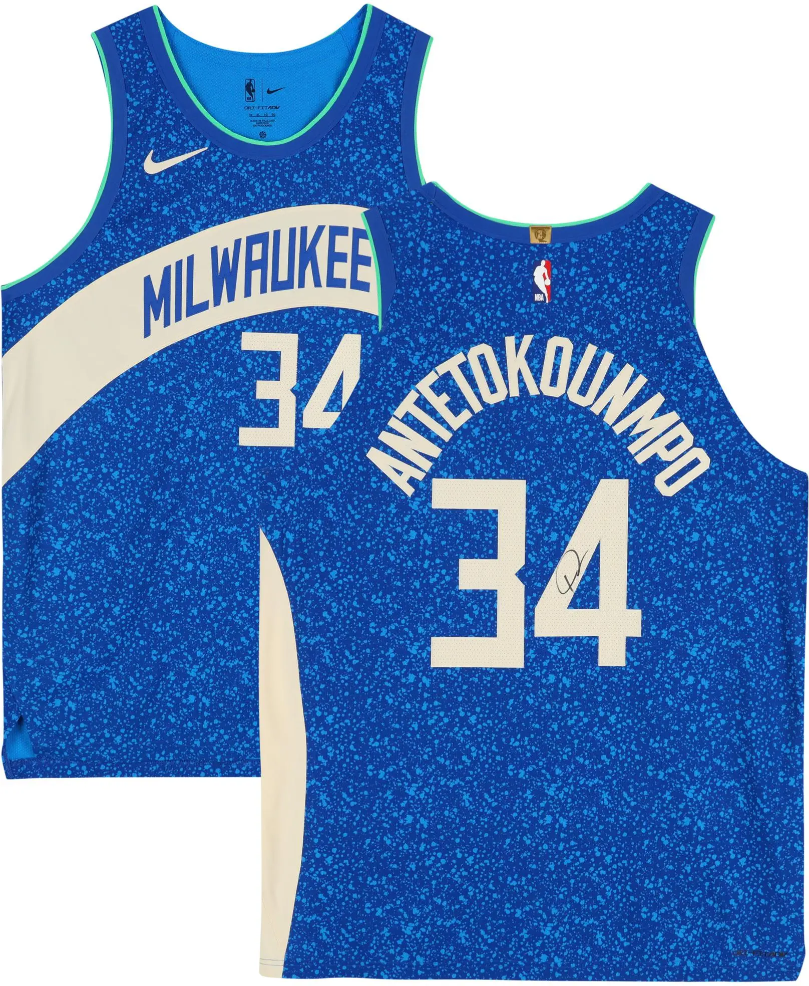 Giannis Antetokounmpo Milwaukee Bucks Autographed Blue Nike 2023-24 City Edition Authentic Jersey - Fanatics Authentic Certified