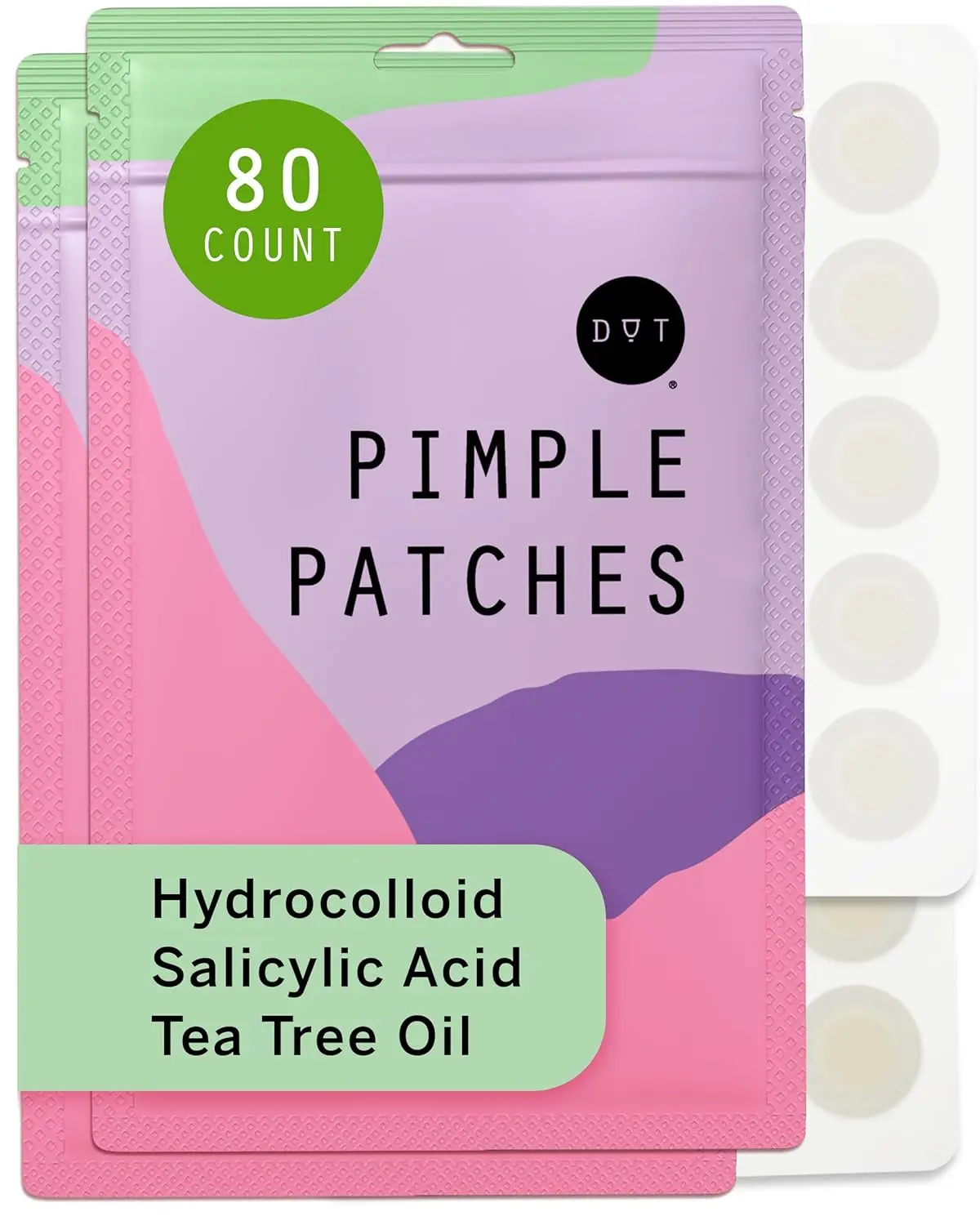 Dot Pimple & Zit Patches for Face – All-Natural Custom Triple-Action Formula Absorbs, Clears & Brightens Acne Spots with Hydrocolloid, Vitamin C, Tea Tree Oil & Salicylic Acid (10mm, 80ct)