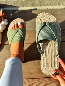 Women's Fashionable Beach Flip Flops, Lightweight Sandals, Casual Comfort Flat Sandals for Outdoor Vacations, Toe Ring Slides for Daily Wear