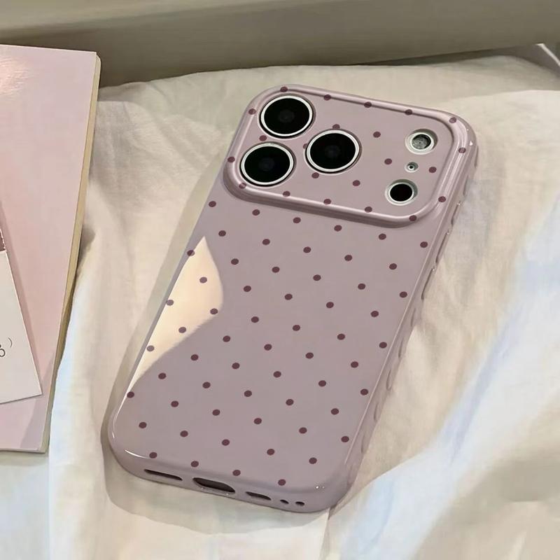 Cute Polka Dot And Heart Themed Phone Case Slim Lightweight And Scratch-Resistant For Everyday Use Minimalist And Cute Design For Apple 17 16 15 14 13