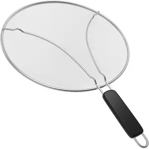 Large Splatter Screen for Frying Pan, 15 Inch Stainless Steel  Splatter Guard, Mesh Frying Screen Keeps Kitchen Clean and Protects  From Burns