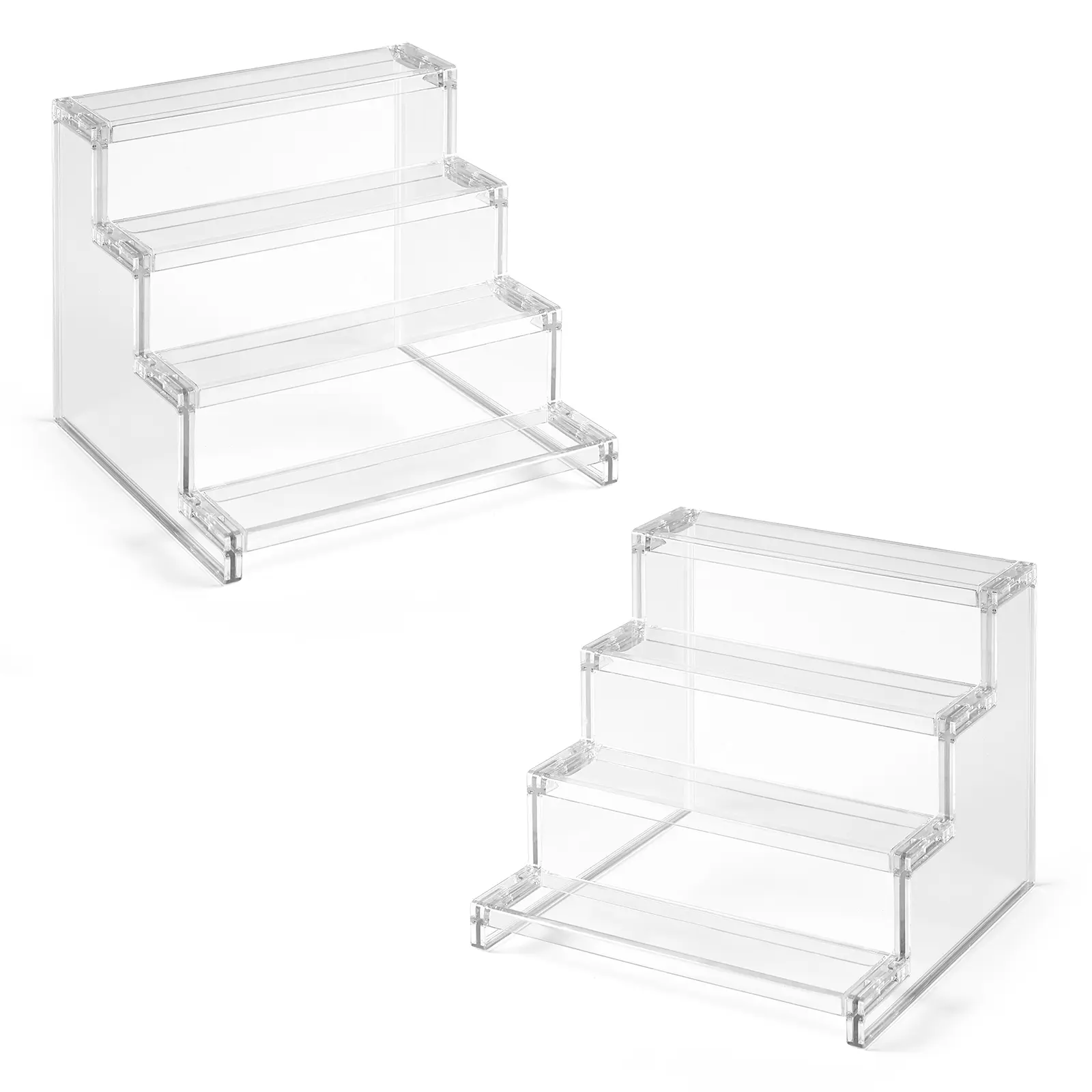 Lifewit 4 Tier Clear Display Risers Stand, Plastic Perfume Stand, Plastic Risers for Display, Plastic Organizers for Perfume, Figures, Cupcake, Dessert, Desktop Display Stand for Organize and Decoration