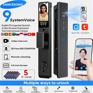 Tuya 3D Face Recognition Smart Door Lock Security Camera Monitor Intelligent Fingerprint Password Electronic Key Unlock Remote Unlocking Video Intercom Home Safety Smart Control